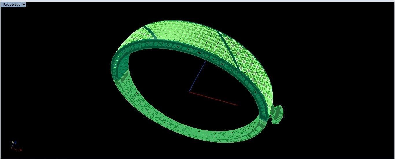 Bracelet 6 gold filigree bangle 3D print model_2