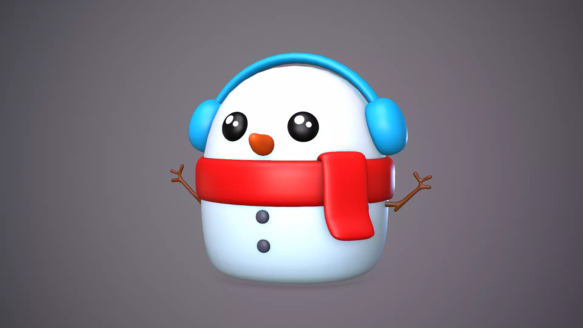 Cute Snowman Cartoon Low-poly 3D model