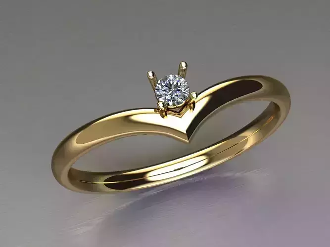 Solitaire curved ring