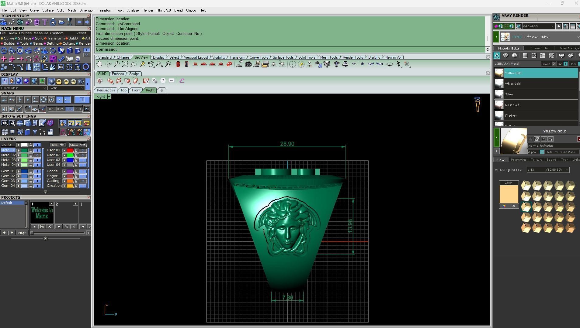 Dollar Ring Gold 3D print model_3