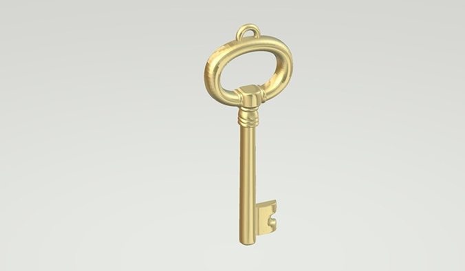 Pendant golden key 3D print model