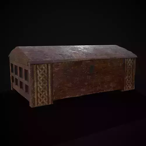 Rustic Medieval Wooden Curved Chest Low-poly 3D model