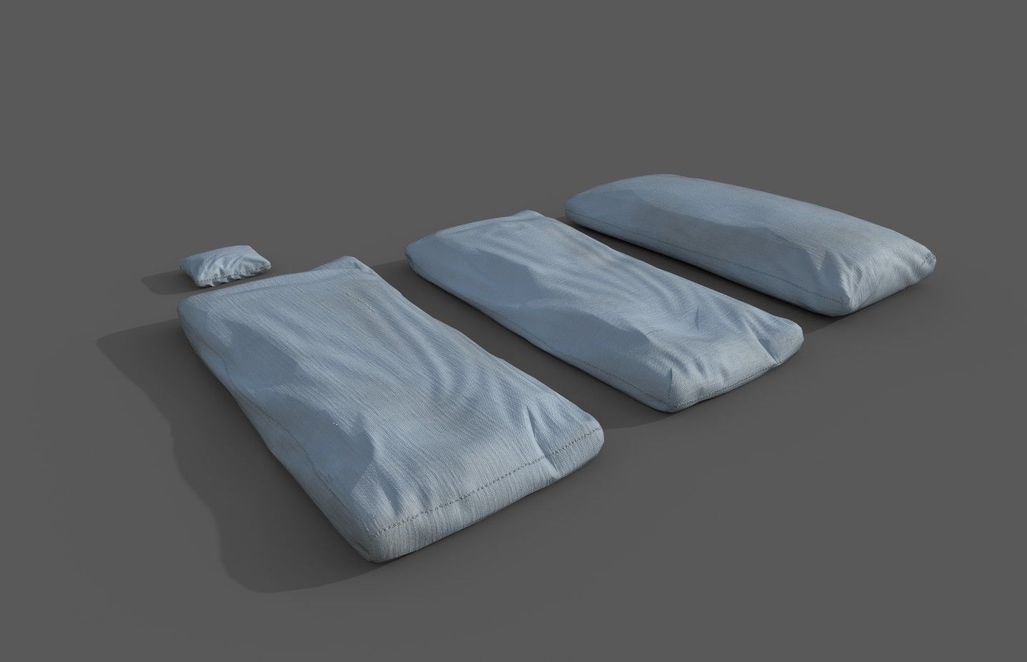 Medieval simple bed and tick mattress Low-poly 3D model_23