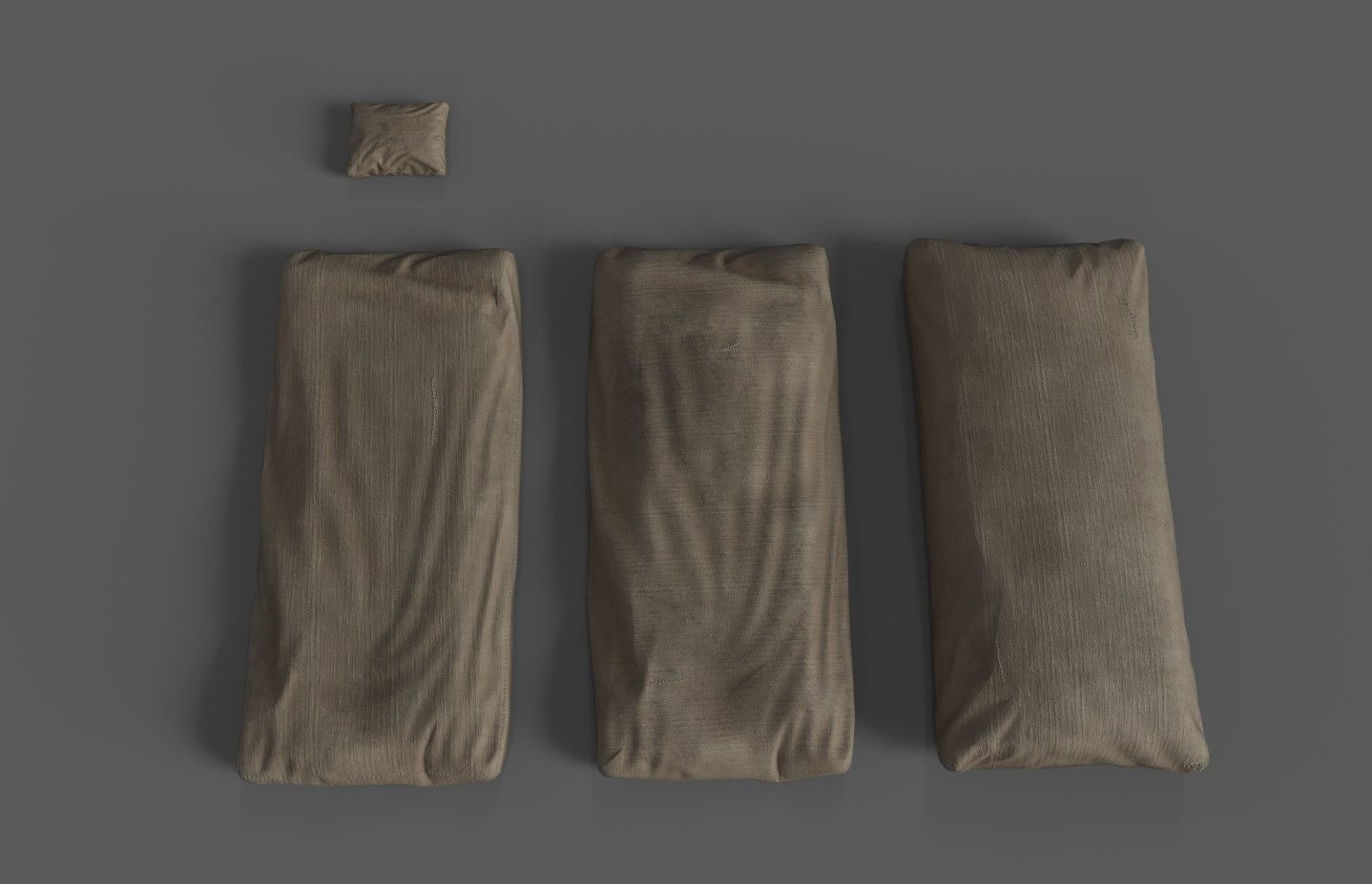 Medieval simple bed and tick mattress Low-poly 3D model_28