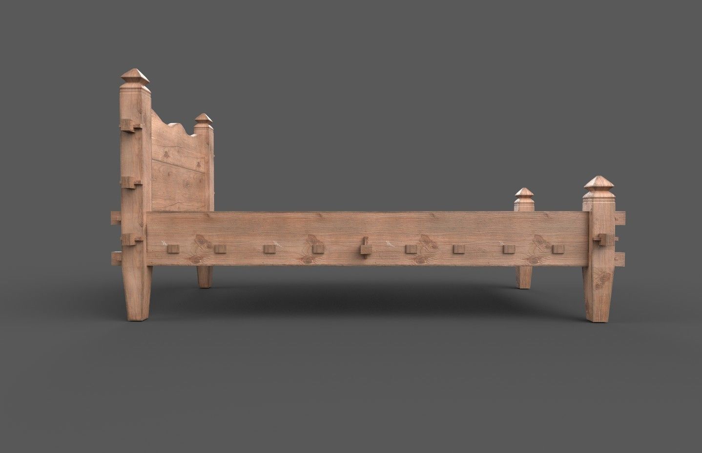 Medieval simple bed and tick mattress Low-poly 3D model_13