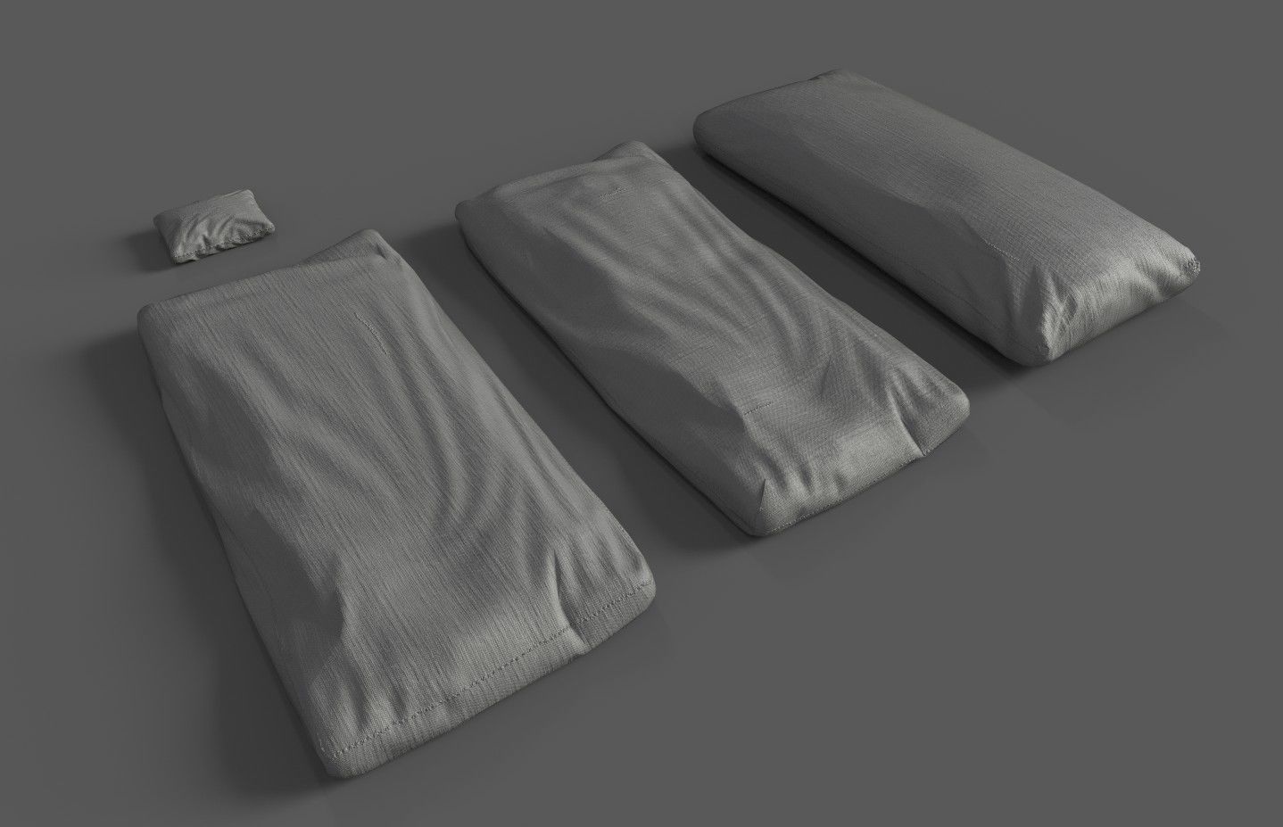 Medieval simple bed and tick mattress Low-poly 3D model_38