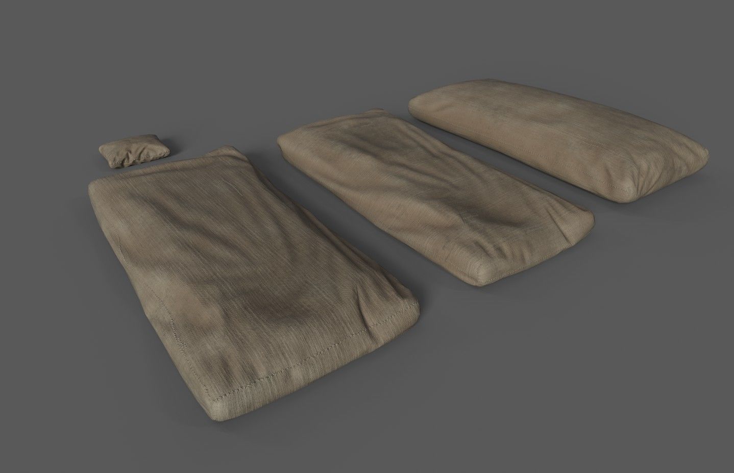 Medieval simple bed and tick mattress Low-poly 3D model_27