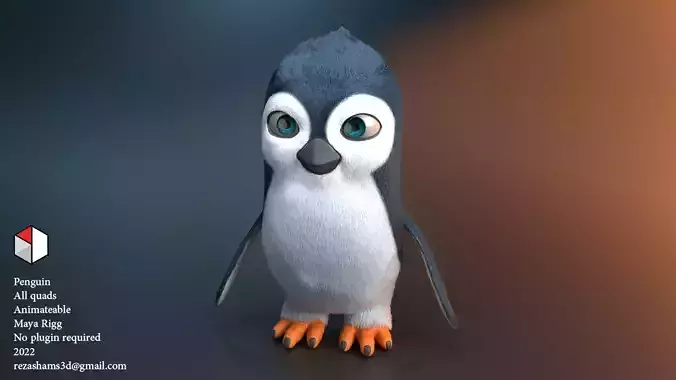 Penguin cartoon 3D model