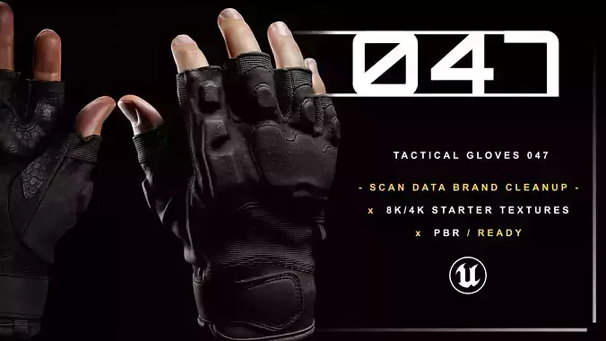 Tactical Gloves 047 Low-poly 3D model