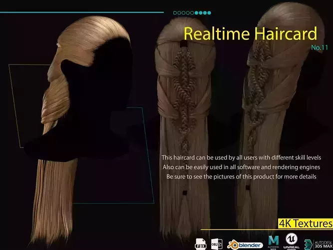 Realtime Haircard No11 Low-poly 3D model