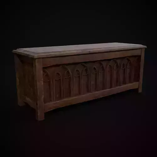 Rustic Wooden Bed End Storage Chest Low-poly 3D model