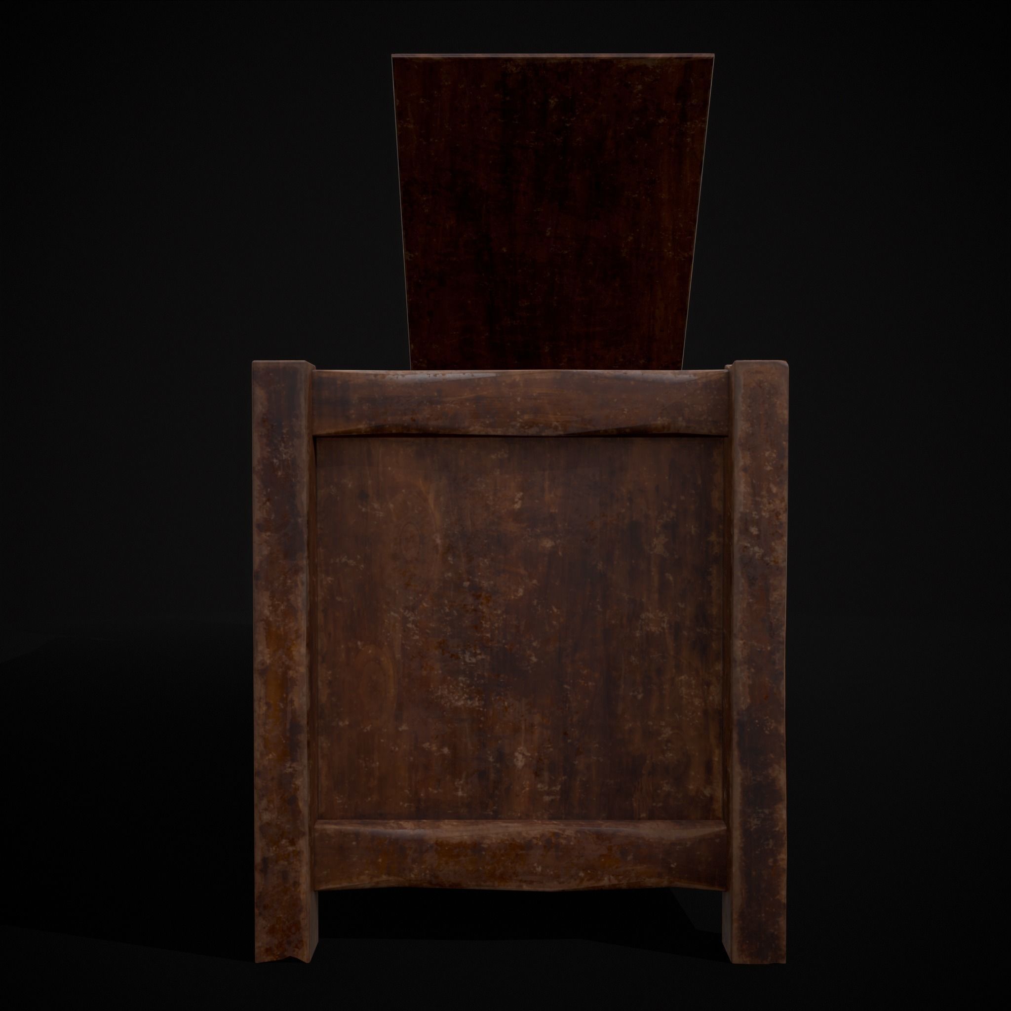 Rustic Wooden Bed End Storage Chest Low-poly 3D model_23