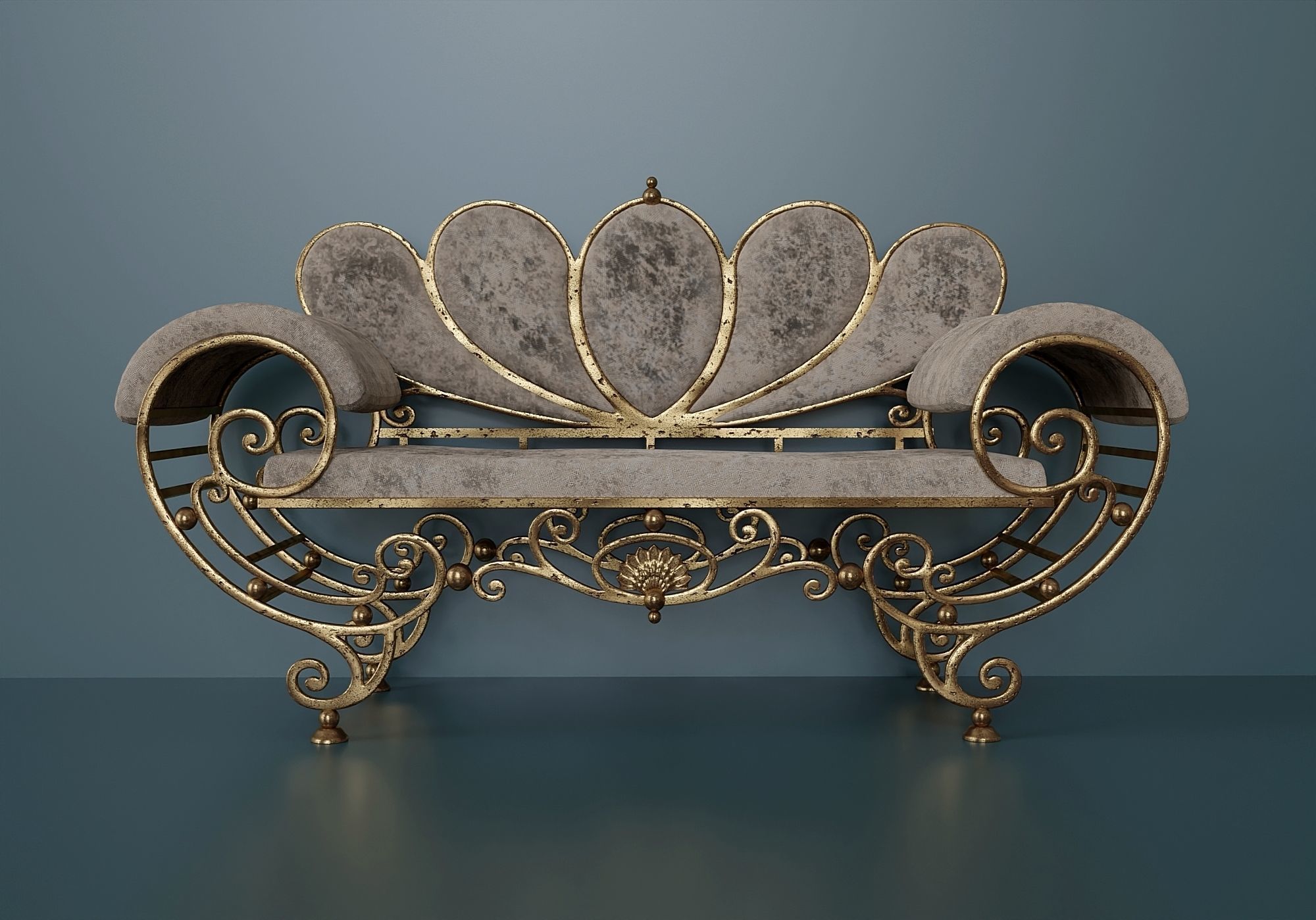 Antique wrought iron sofa 3D model | CGTrader