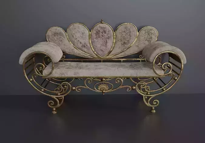 Antique wrought iron sofa 3D model