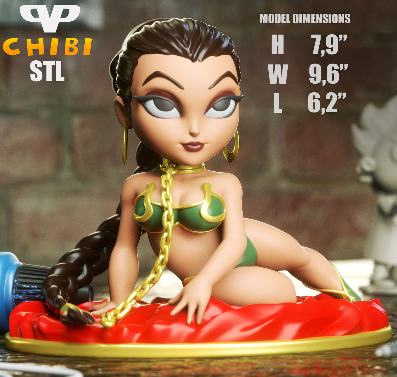Princess Leia Slave Chibi STL for 3D Printing ChibiSTL 3DXM 3D print model_2