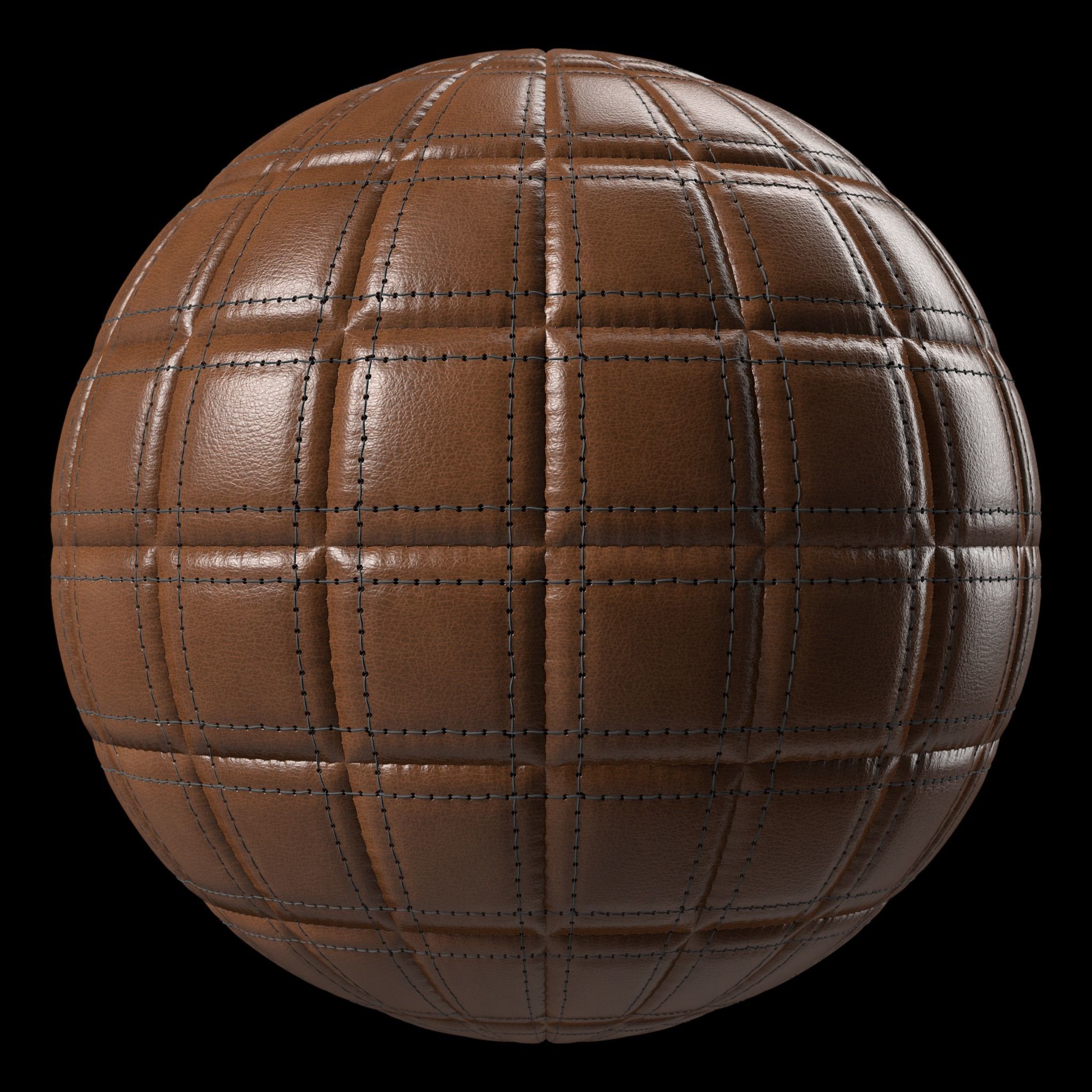Leather Materials 2- Stitched leather Pbr 4k Seamless Low-poly 3D model_1
