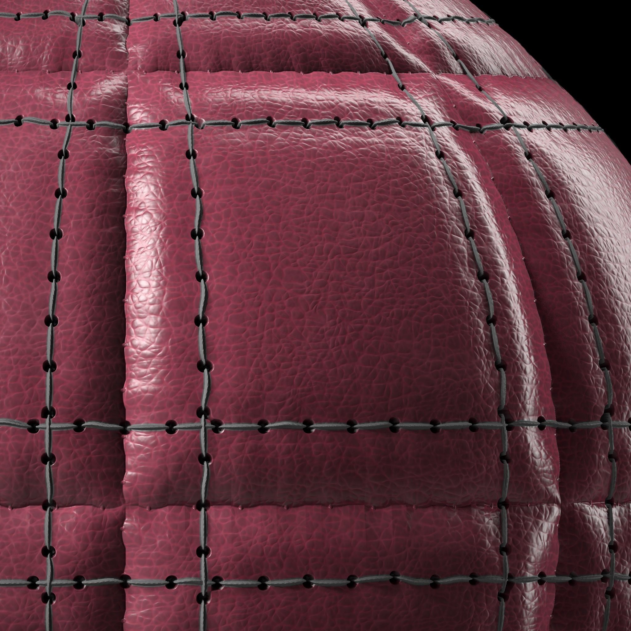 Leather Materials 2- Stitched leather Pbr 4k Seamless Low-poly 3D model_4