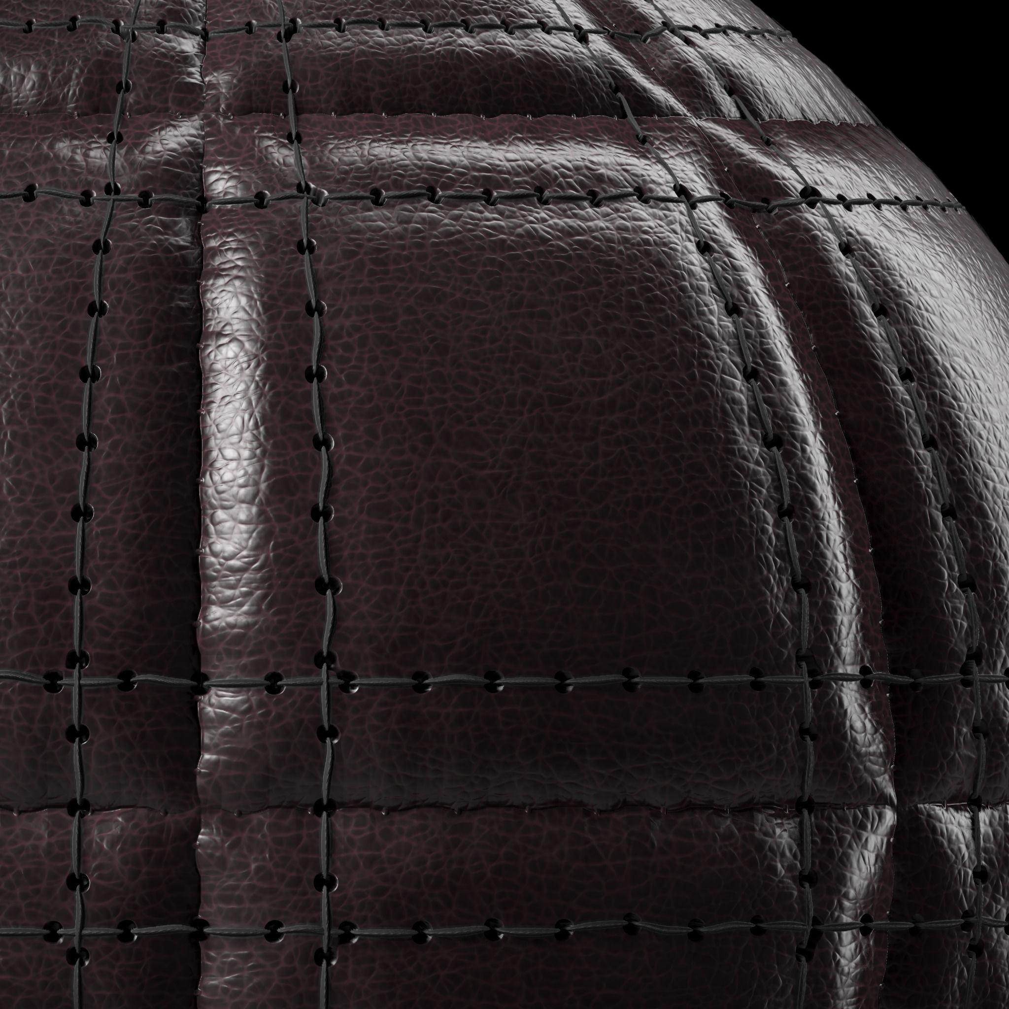 Leather Materials 2- Stitched leather Pbr 4k Seamless Low-poly 3D model_6