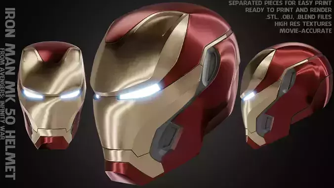 Iron Man Mark 50 Helmet for Cosplay 3D print model