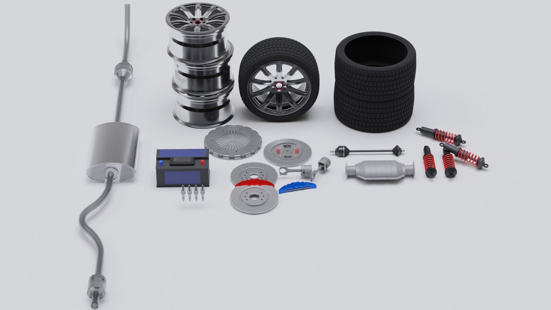 3D model Car parts Pack VR / AR / lowpoly CGTrader