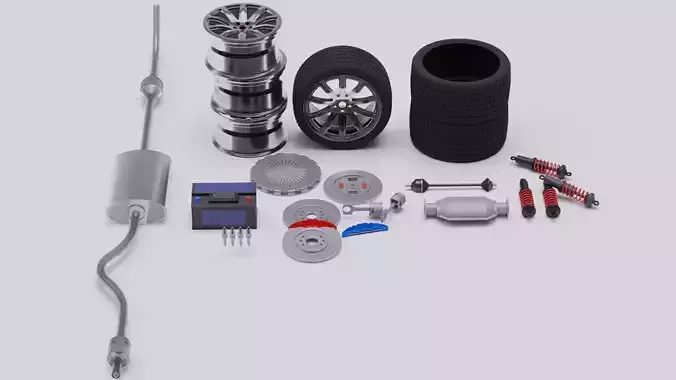 Car parts Pack Low-poly 3D model