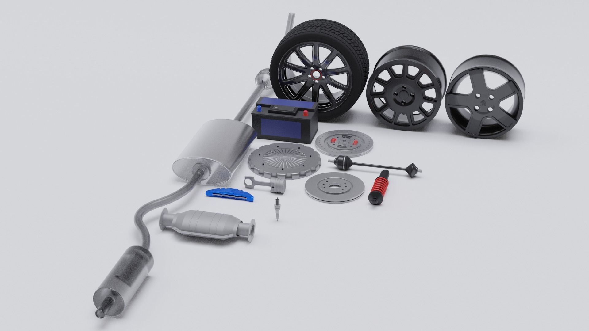 3D model Car parts Pack VR / AR / lowpoly CGTrader