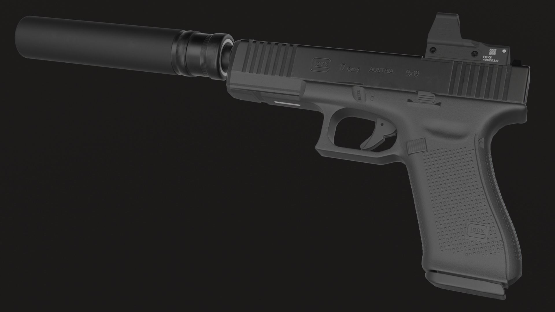GLOCK 17 Gen5 MOS with attachments Low-poly 3D model_9