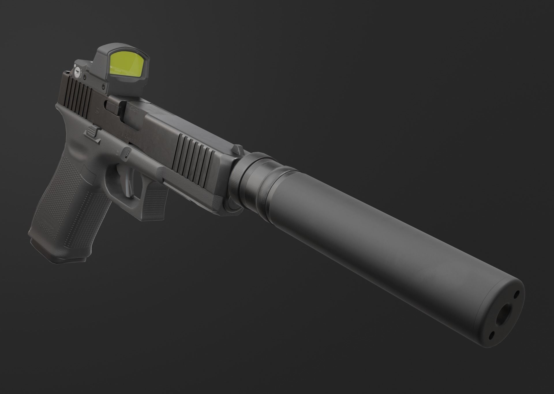 GLOCK 17 Gen5 MOS with attachments Low-poly 3D model_8