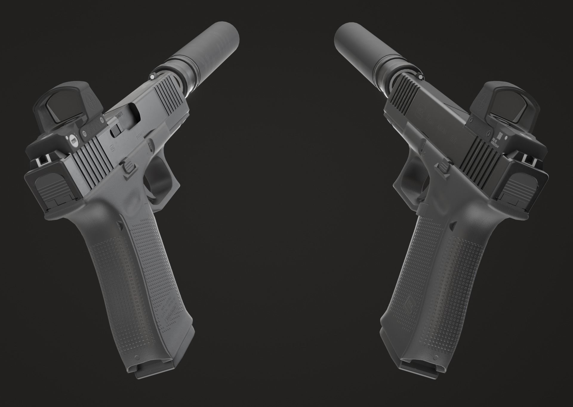 GLOCK 17 Gen5 MOS with attachments Low-poly 3D model_11