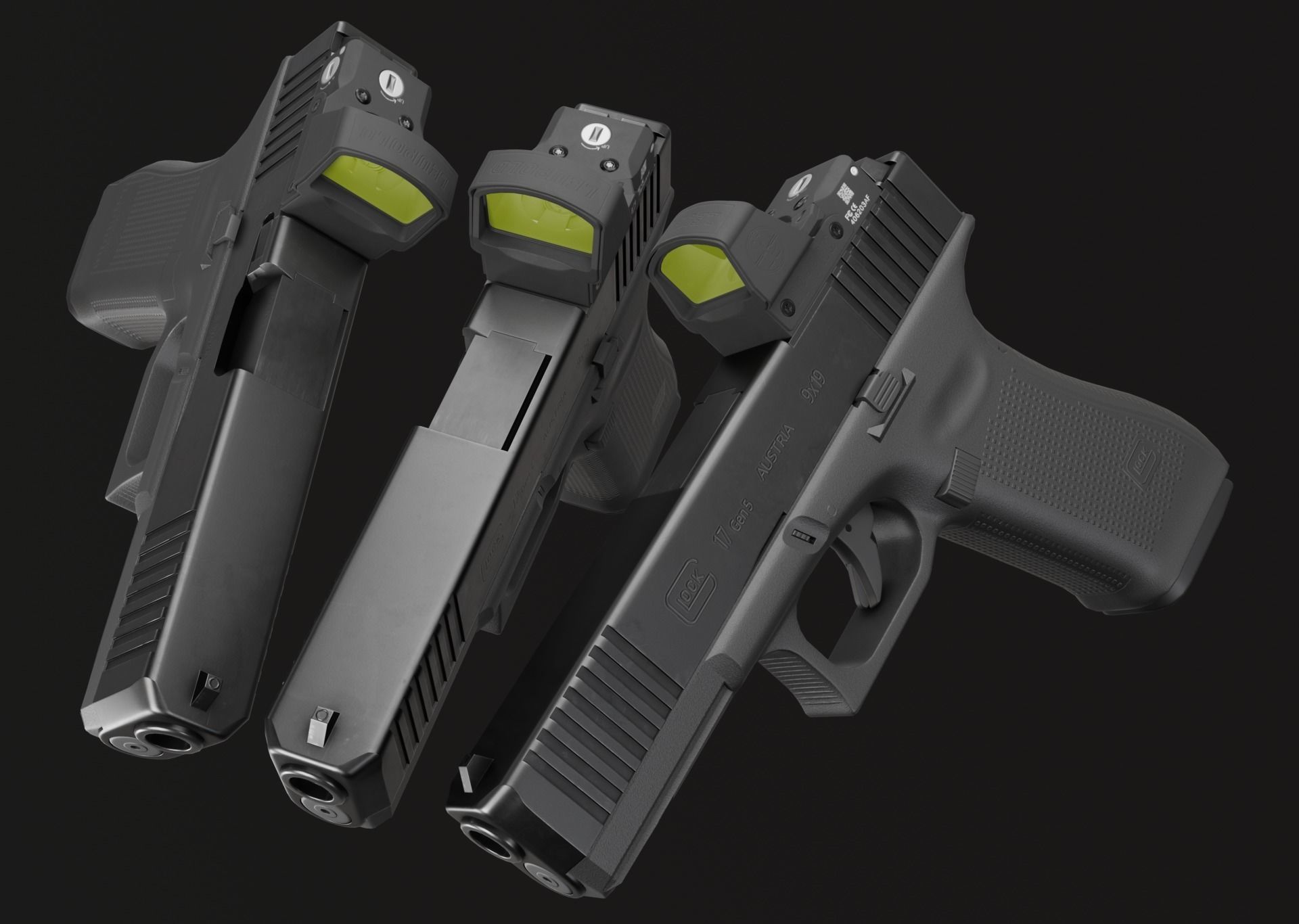 GLOCK 17 Gen5 MOS with attachments Low-poly 3D model_5