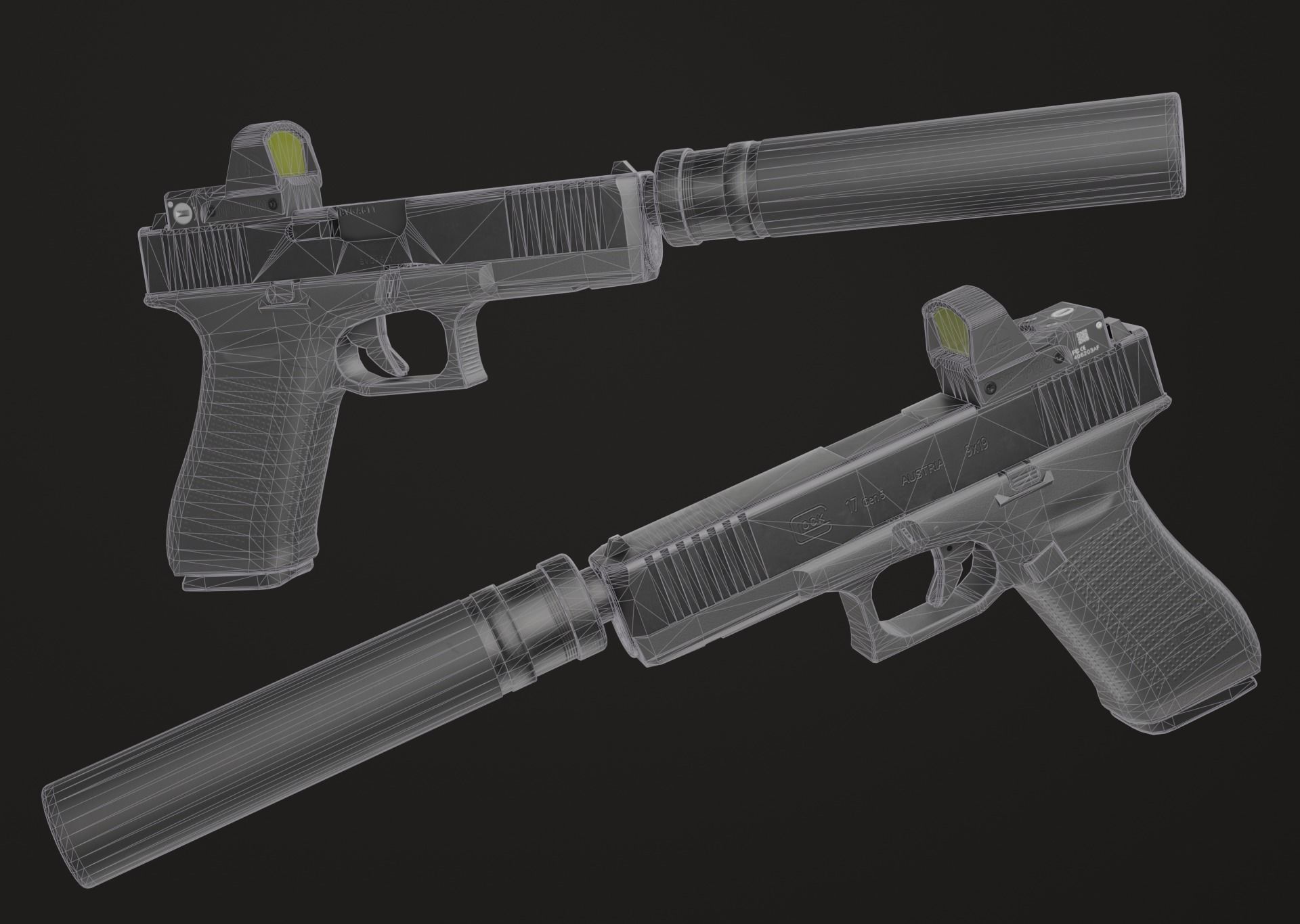GLOCK 17 Gen5 MOS with attachments Low-poly 3D model_18