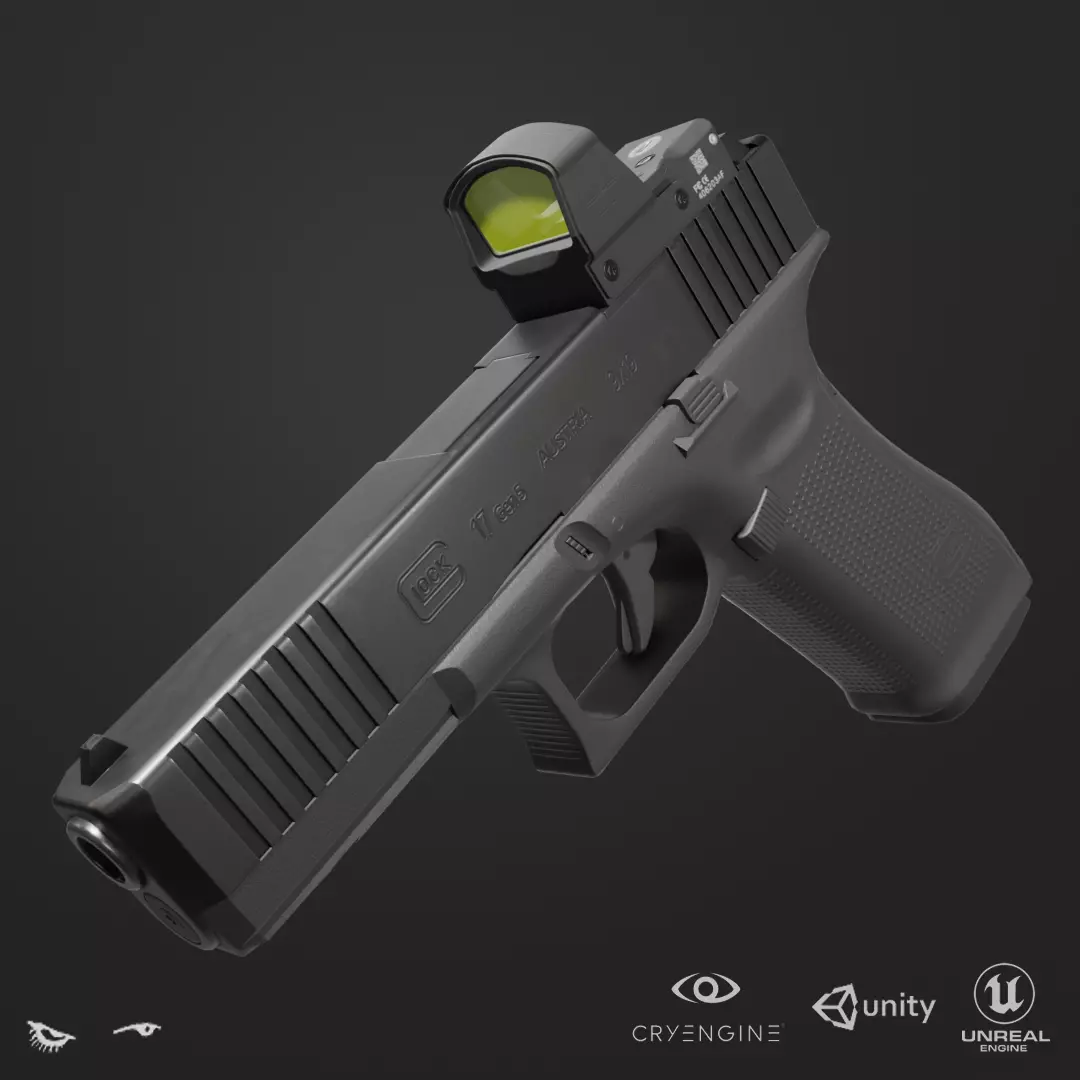 GLOCK 17 Gen5 MOS with attachments Low-poly 3D model_0