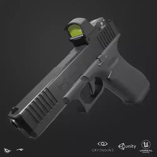 GLOCK 17 Gen5 MOS with attachments Low-poly 3D model
