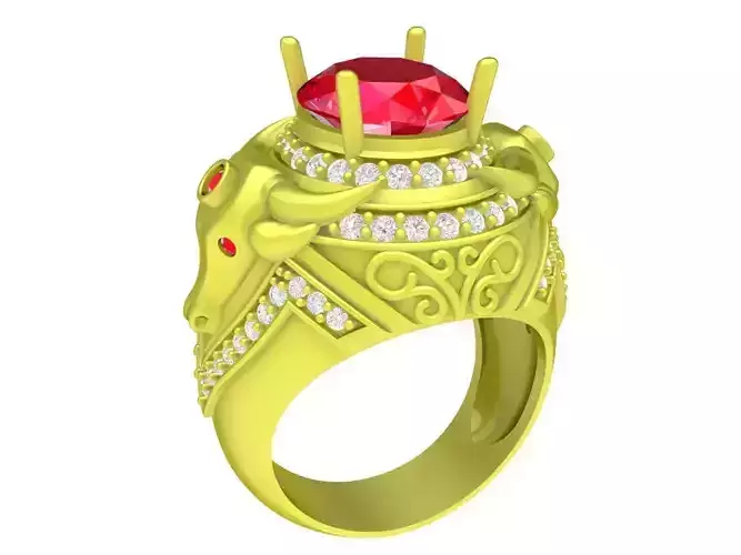 luxury zodiac buffalo diamond men ring 4181