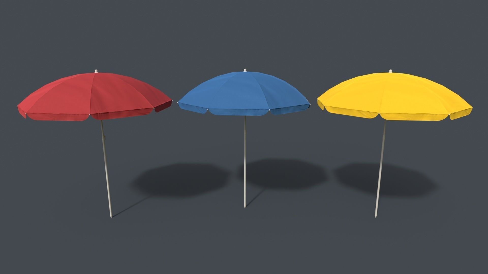 PBR Beach Parasol Low-poly 3D model_8