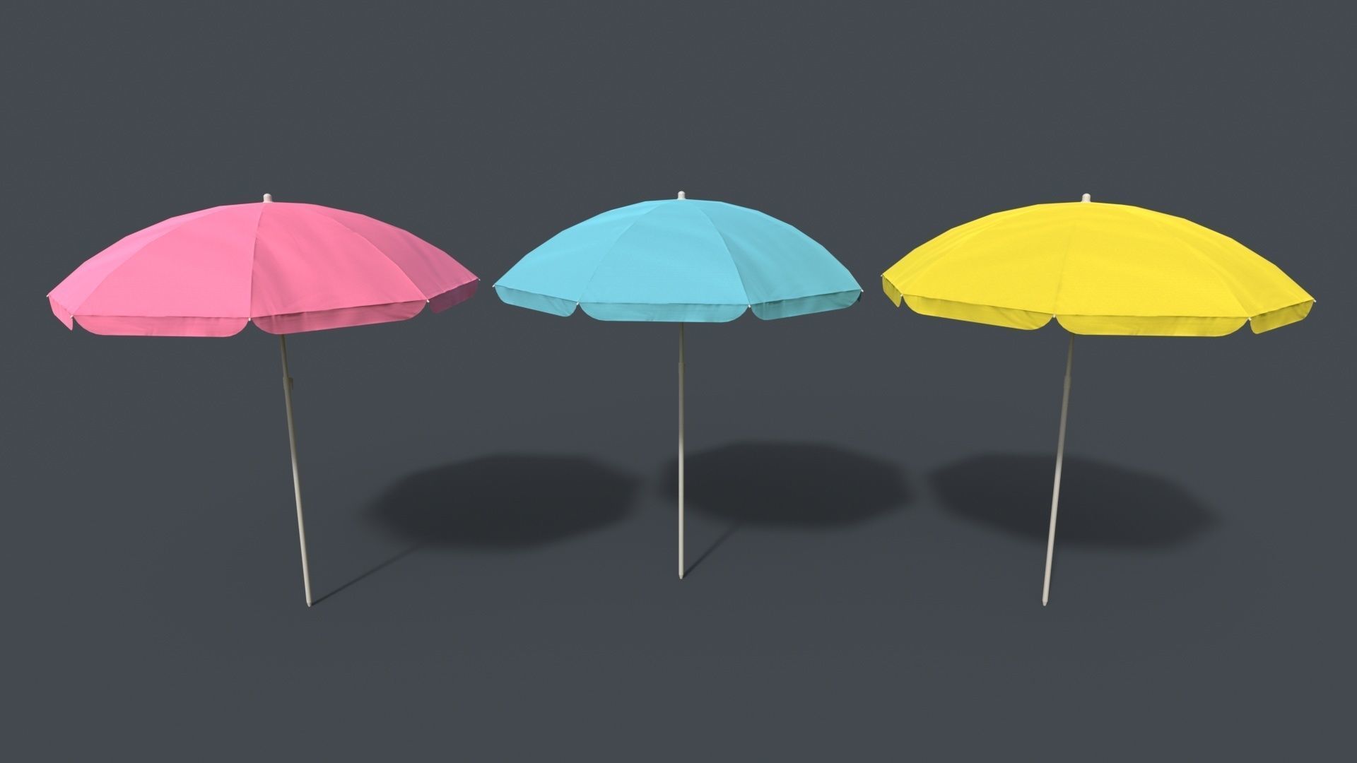 PBR Beach Parasol Low-poly 3D model_7