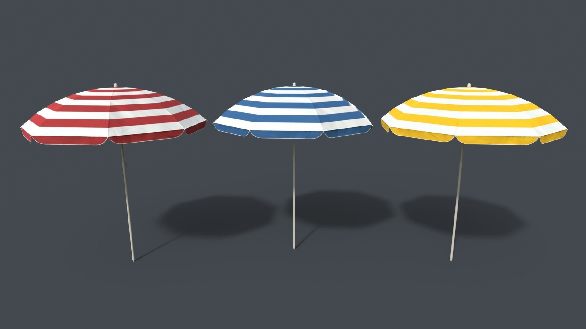 PBR Beach Parasol Low-poly 3D model_6