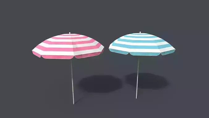 PBR Beach Parasol Low-poly 3D model