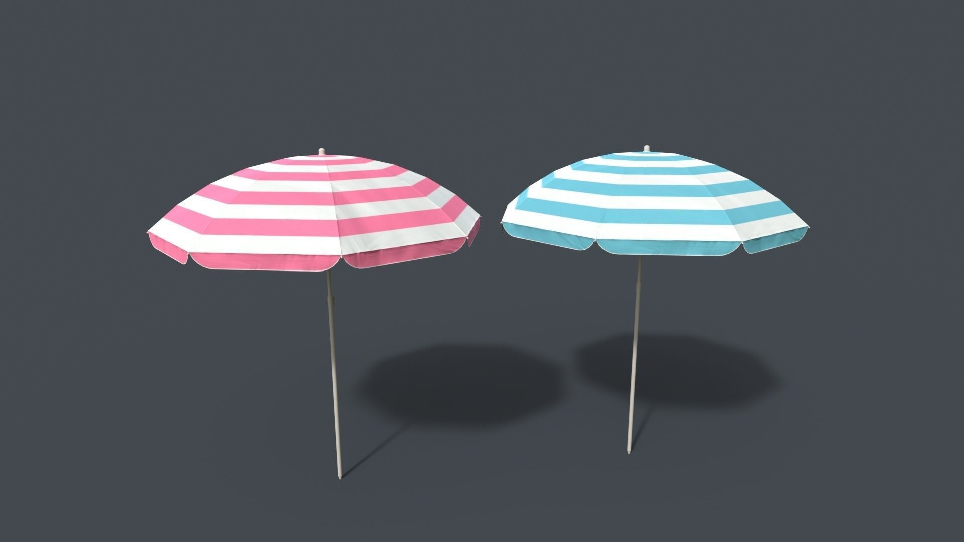 PBR Beach Parasol Low-poly 3D model_0