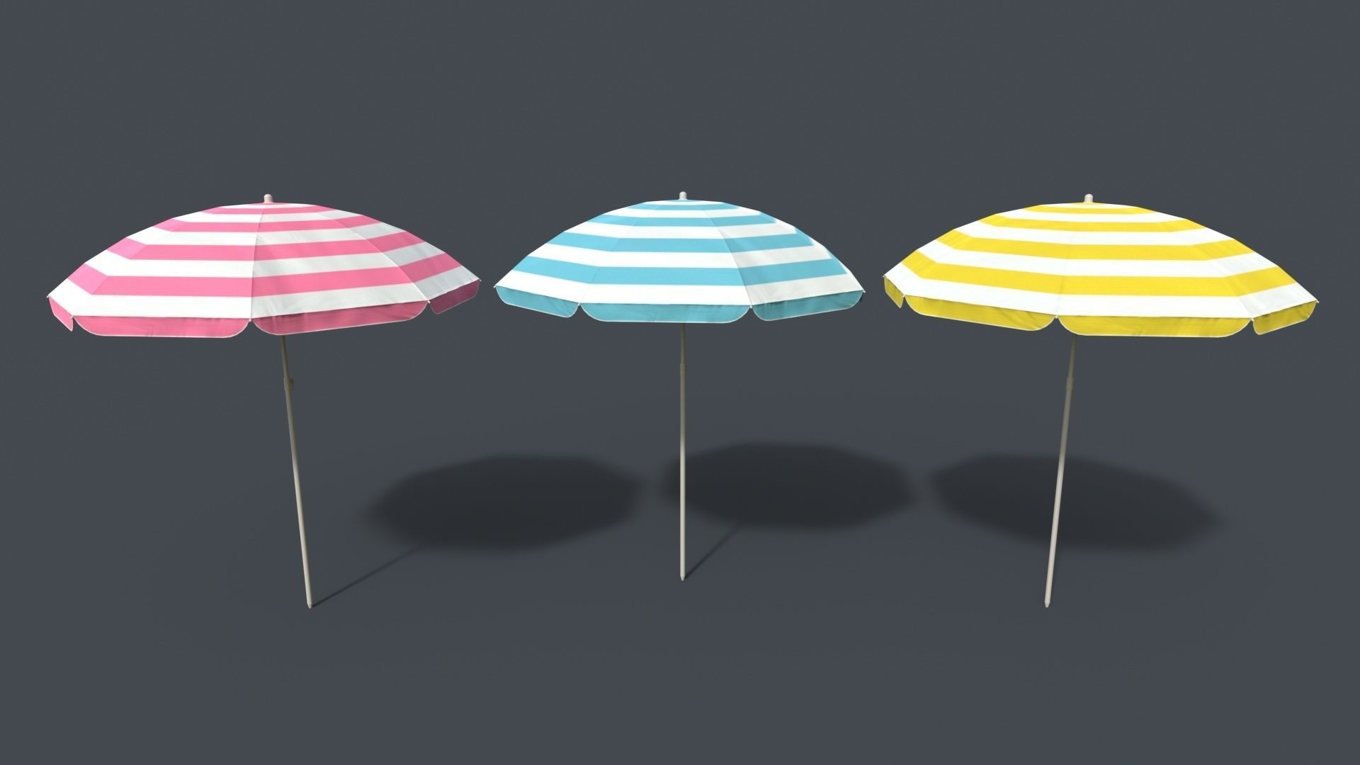 PBR Beach Parasol Low-poly 3D model_5