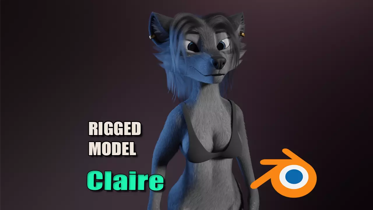 Claire Anthro Wolf 3D model_0