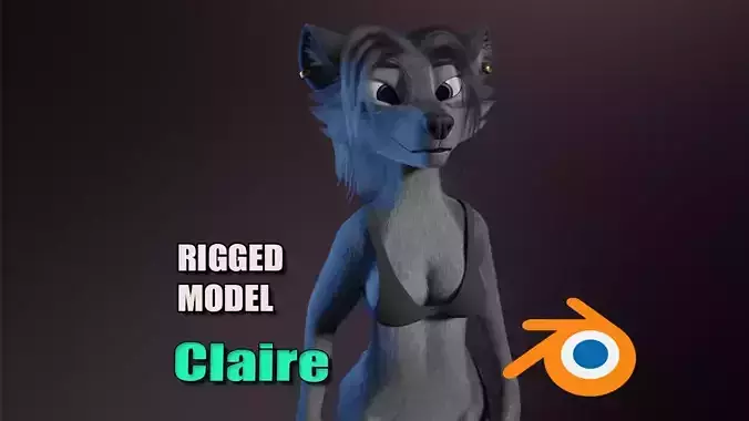 Claire Anthro Wolf 3D model
