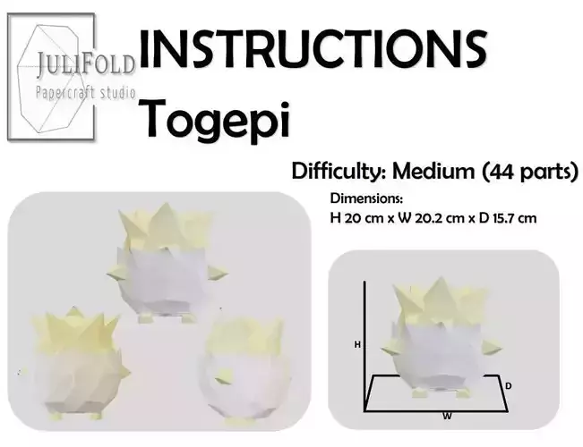 Togepi Pokemon PaperCraft Template 