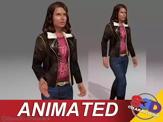 Monica-teen Animated Low-poly 3D model