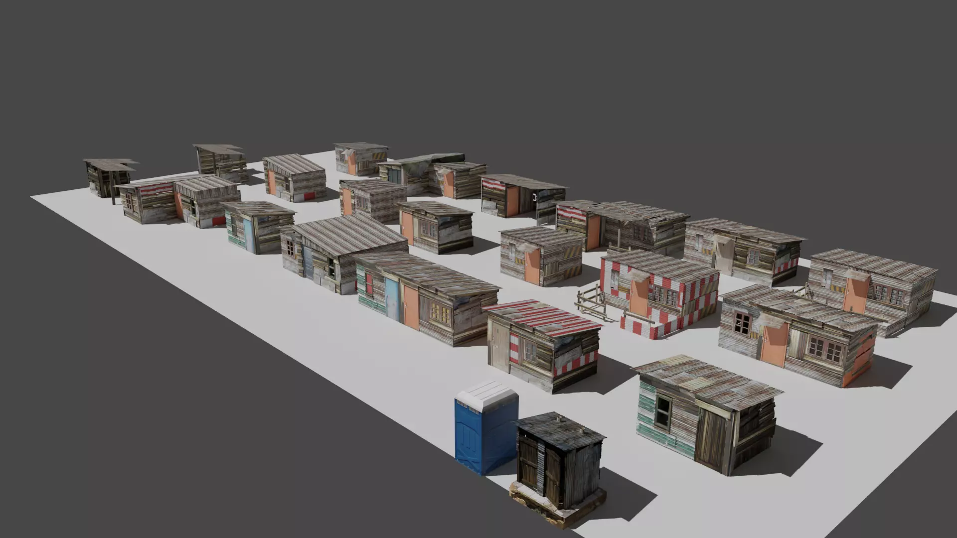 Shanty Town house pack Low-poly 3D model_0