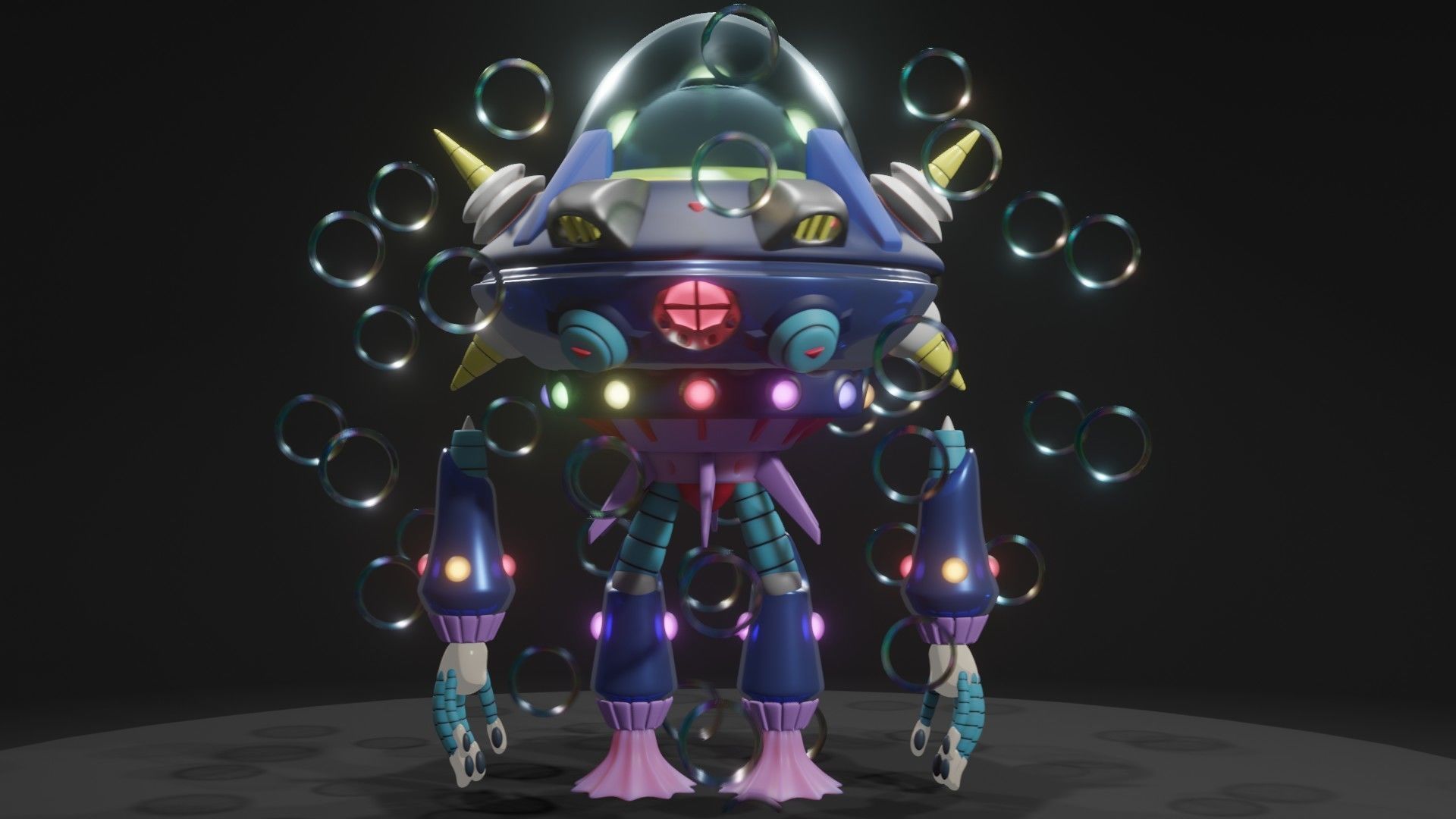 Gigabolt-Man-O-War spaceship with lights 3D model_4