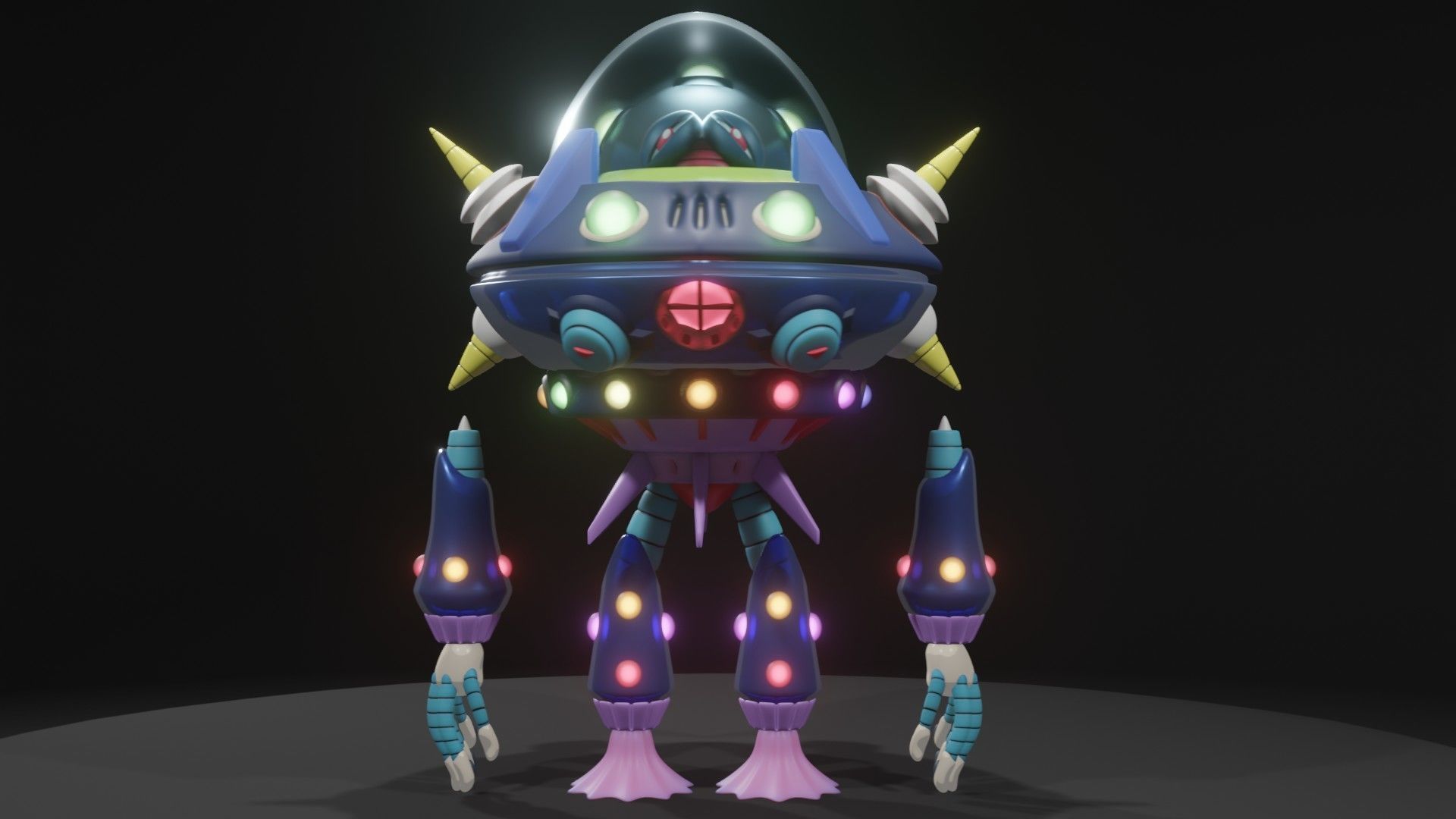 Gigabolt-Man-O-War spaceship with lights 3D model_2