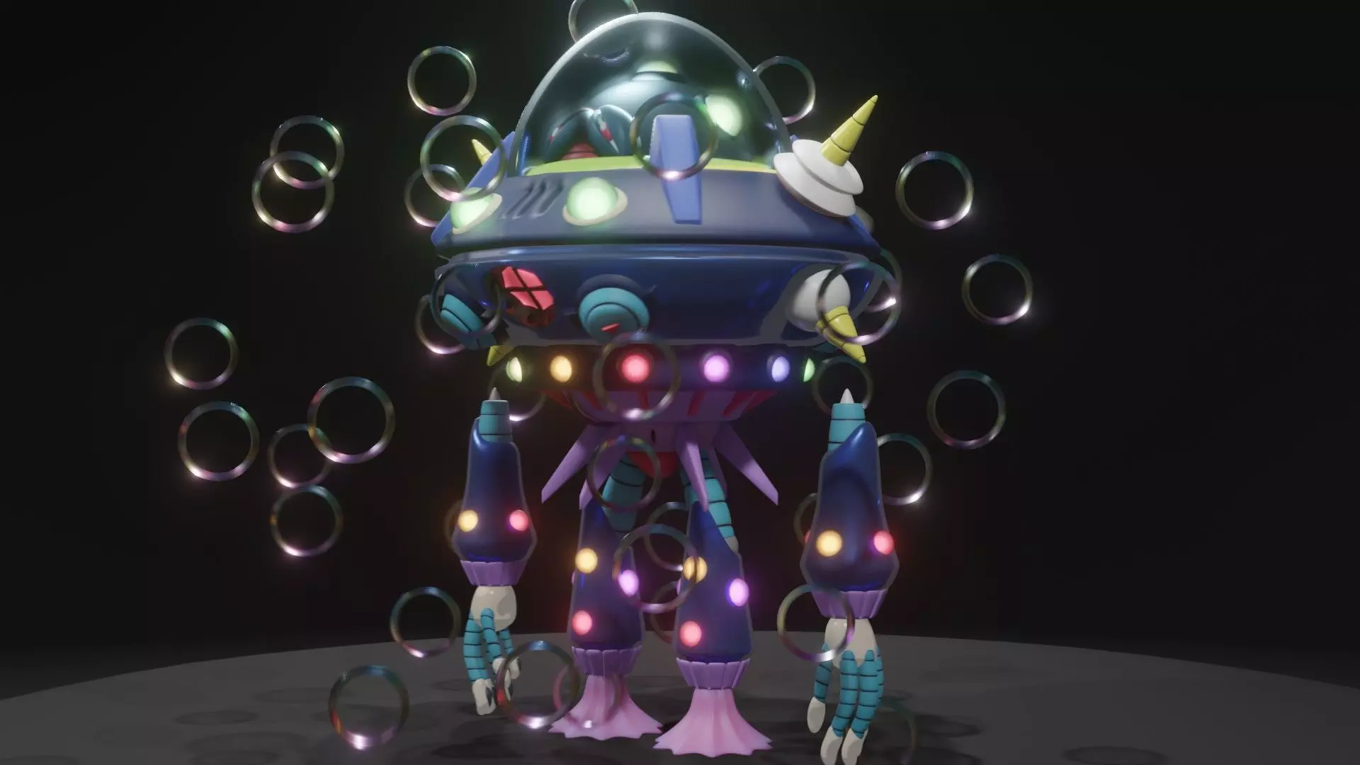 Gigabolt-Man-O-War spaceship with lights 3D model_0