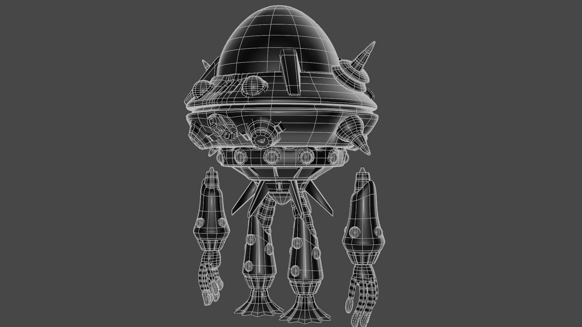 Gigabolt-Man-O-War spaceship with lights 3D model_9