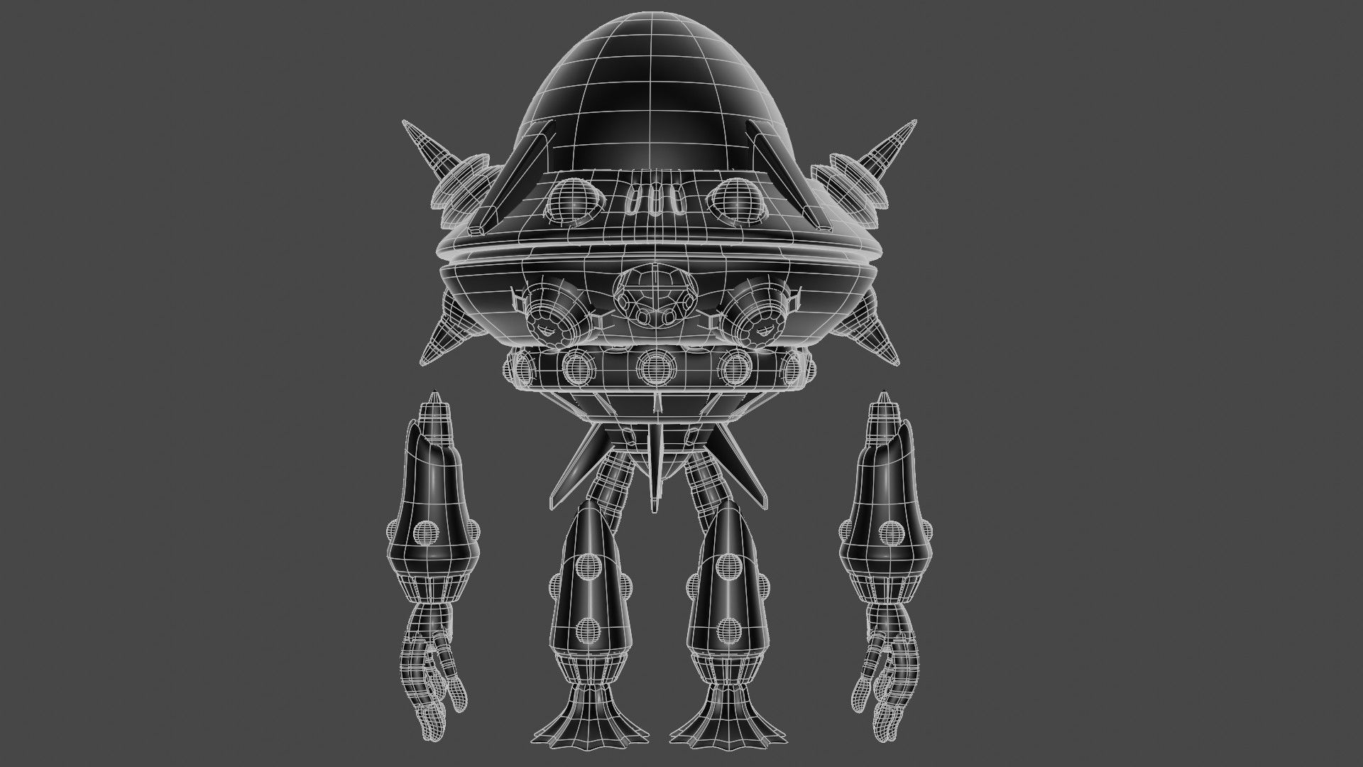 Gigabolt-Man-O-War spaceship with lights 3D model_6